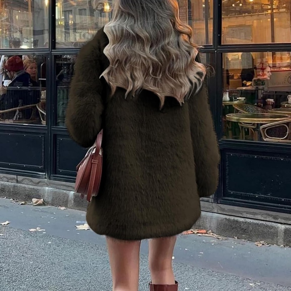 Luxurious Brown Faux Fur Coat - Picture 2 of 4